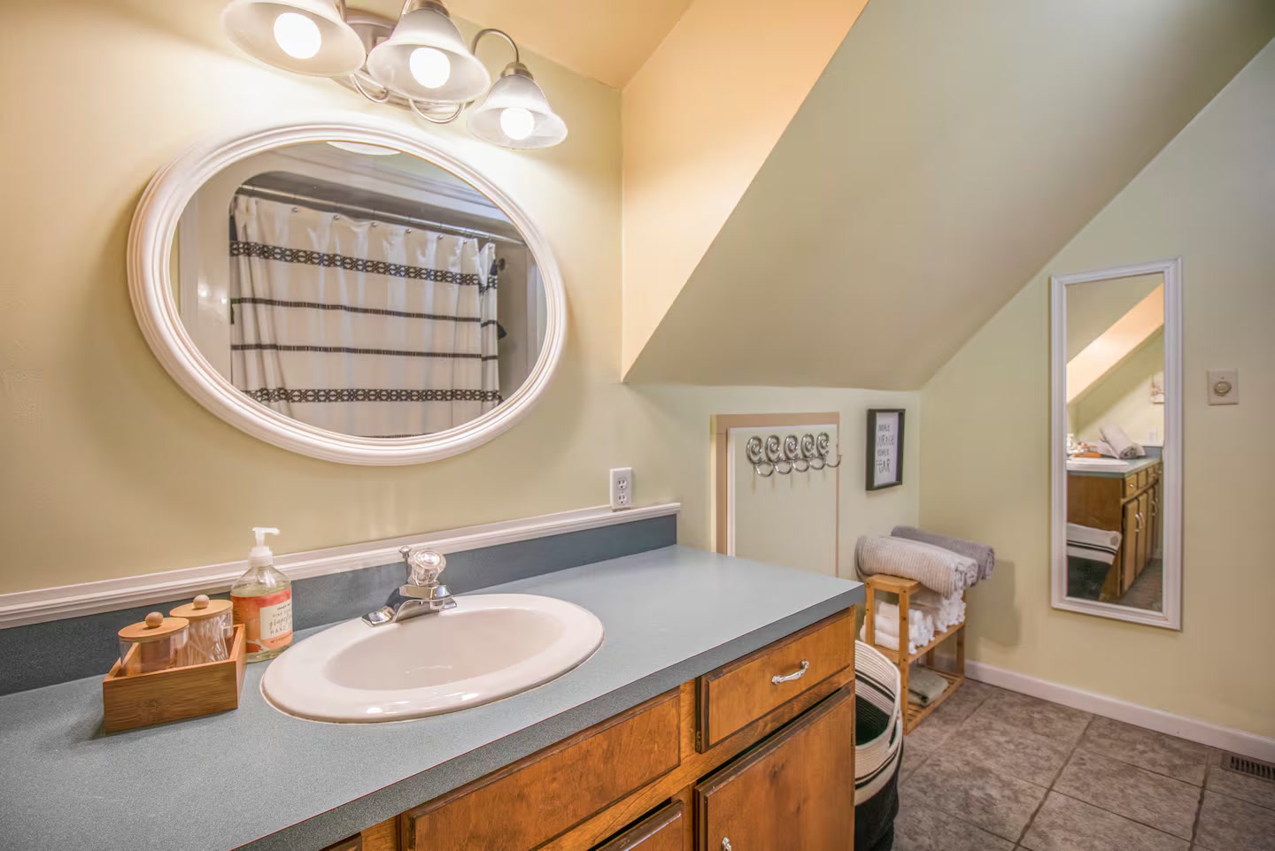 Vanity area in the shared upstairs bathroom